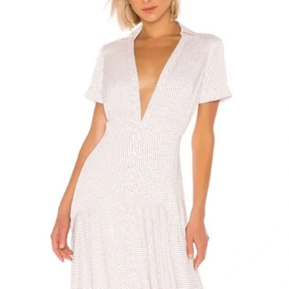 Alexis Pink Polka Dot Athena Maxi Dress Retail$625 New Size Small